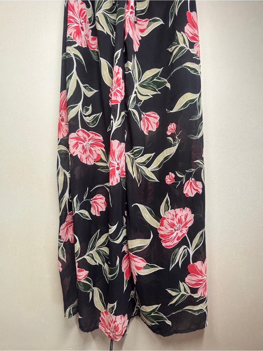 Japna Black Maxi Dress with Pink Floral Print - Picture 9 of 10